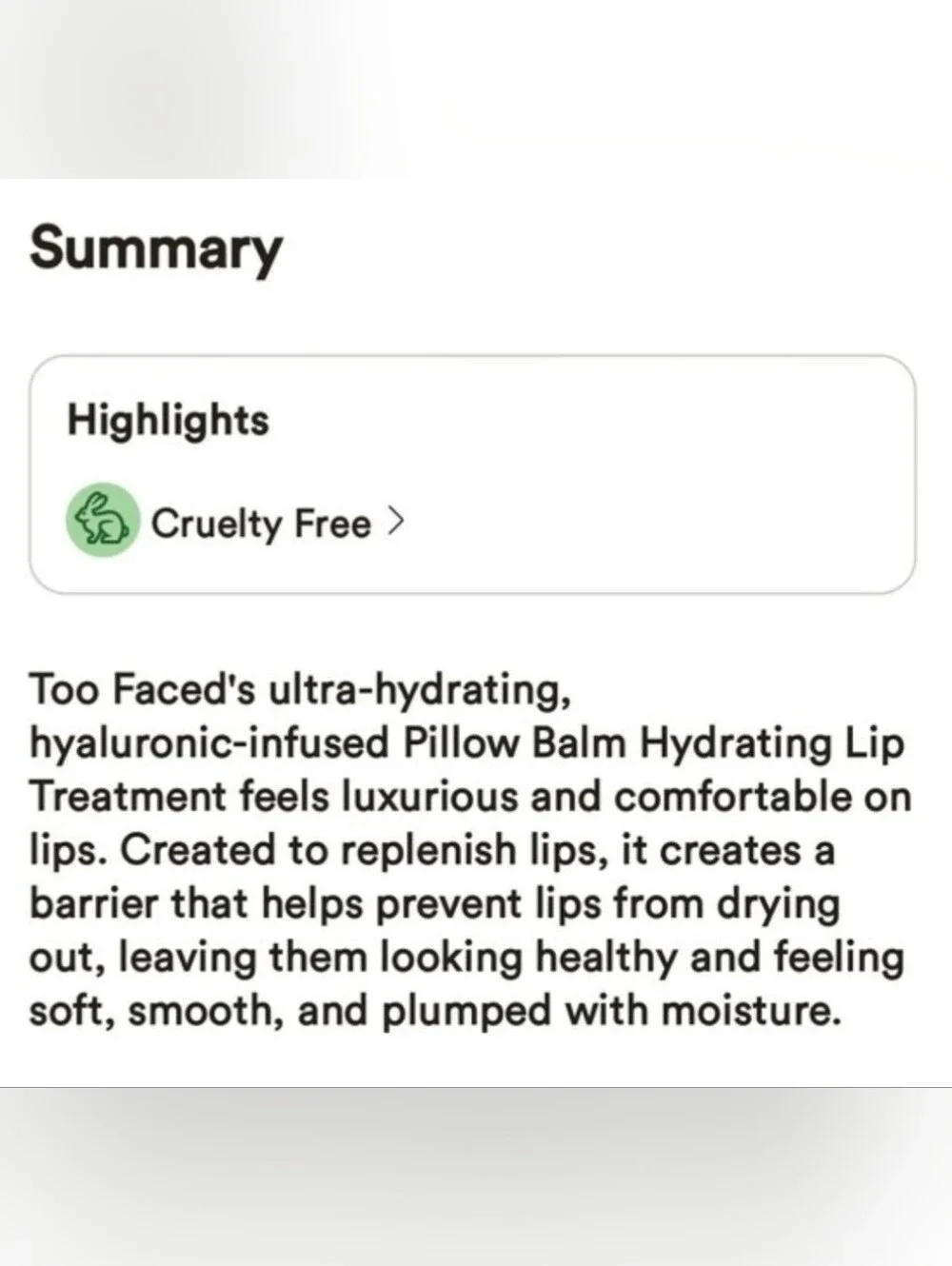 TOO FACED PILLOW BALM ULTRA-HYDRATING & NOURISHING LIP TREATMENT.